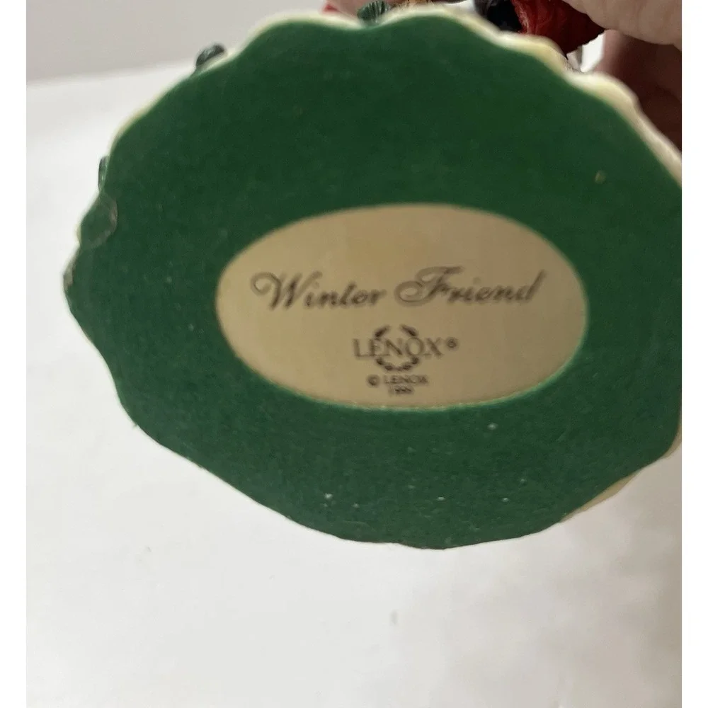 Vtg Christmas Lenox Winter Friend Pencil Snowman Figure W/ Cardinal 11.5
